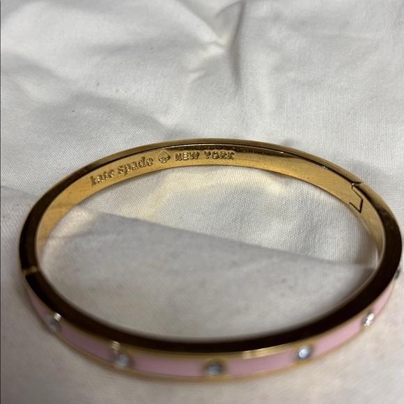 EUC Kate Spade Gold and Pink Crystal Hinged Bracelet… - Picture 2 of 4